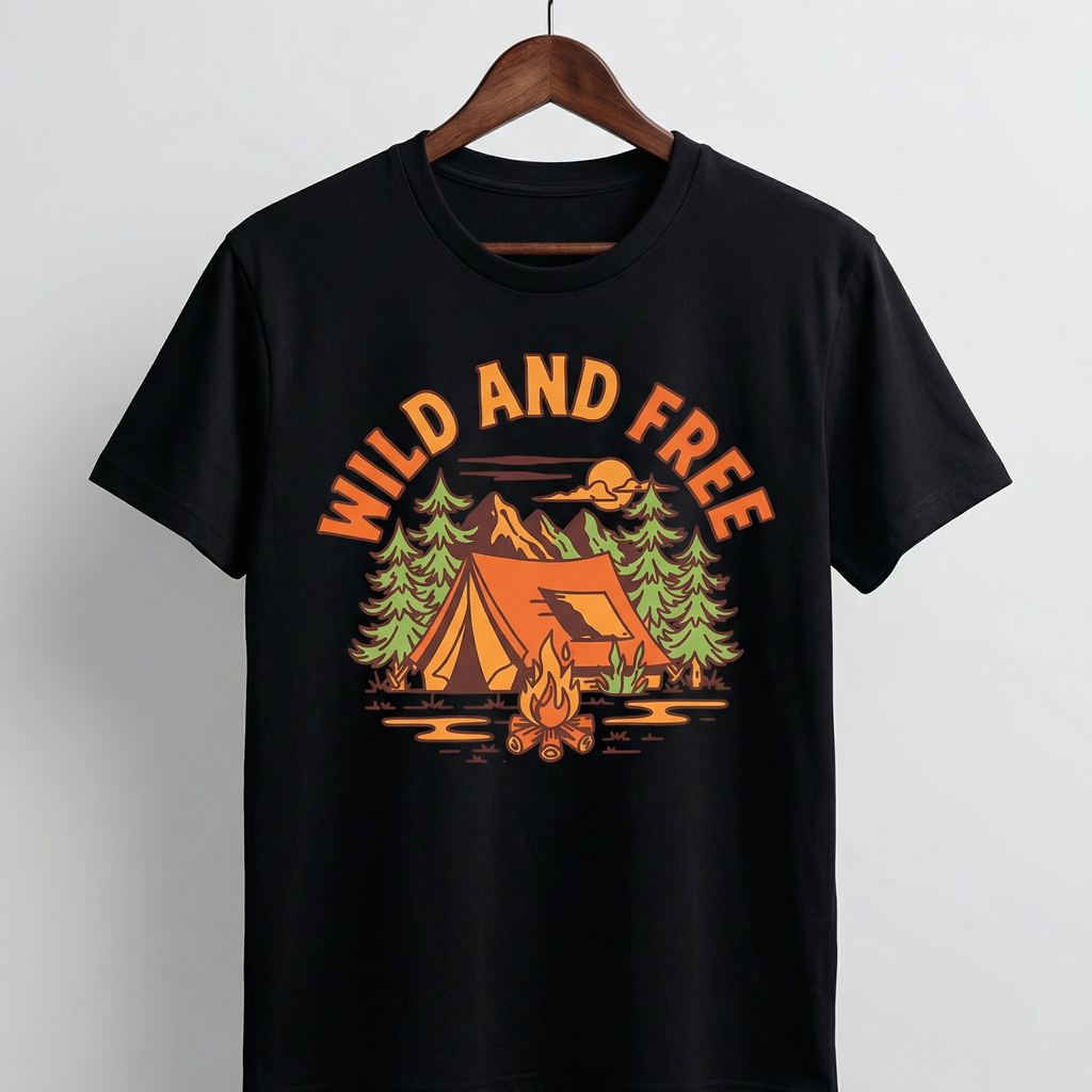 Wild And Free Camping T-Shirt | Vintage Outdoor Adventure Tee – Men's