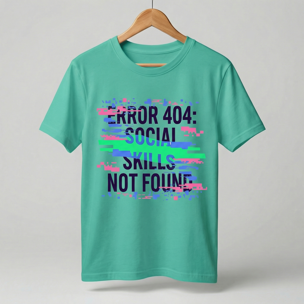 Error 404: Social Skills Not Found T-Shirt | Funny Geek Tee – Men's