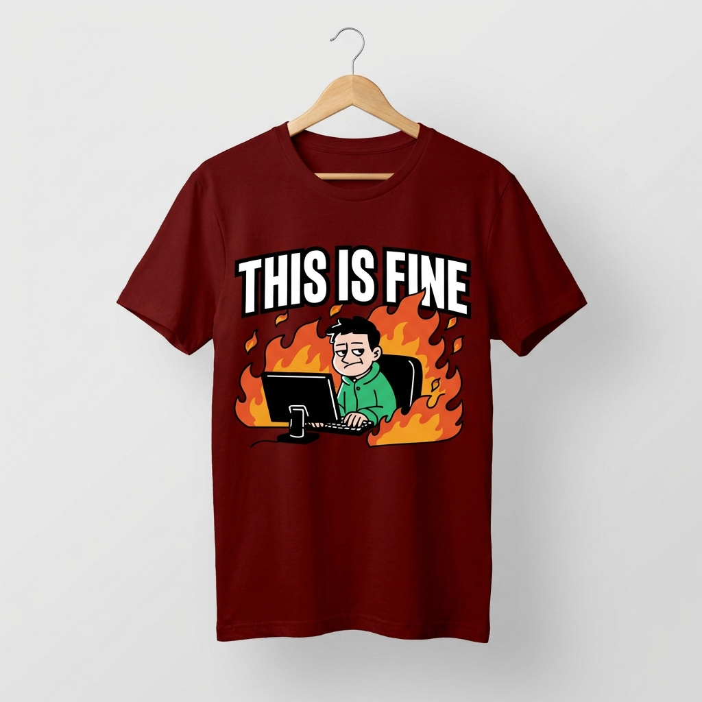 This Is Fine Graphic T-Shirt | Funny Meme Chaos Tee - Men's