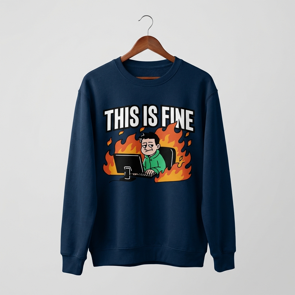 This Is Fine Graphic Sweatshirt | Funny Meme Chaos - Women's