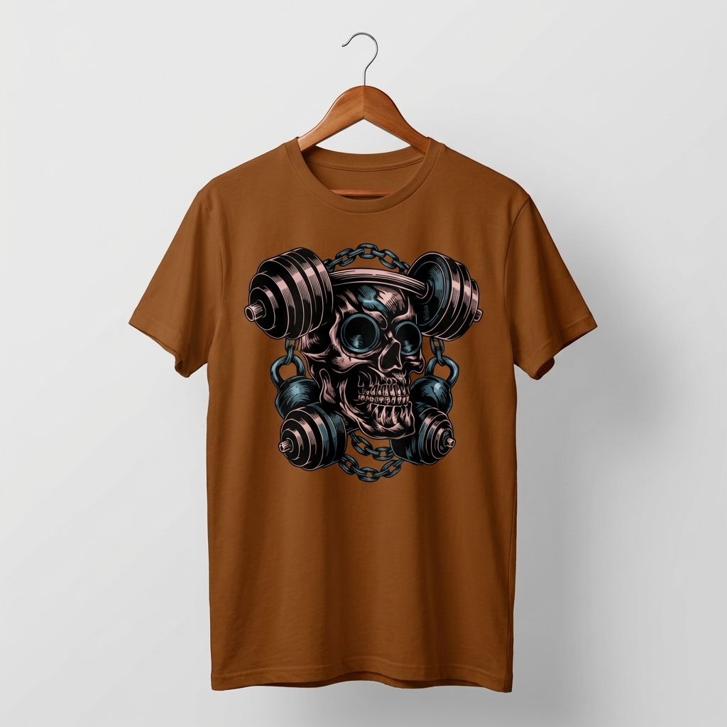 Gym Skull Oversized T-Shirt | Hardcore Fitness Skull Tee - Men's
