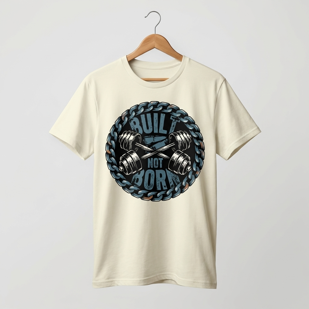 Built Not Born Oversized T-Shirt | Gym Motivation Fitness Tee - Men's