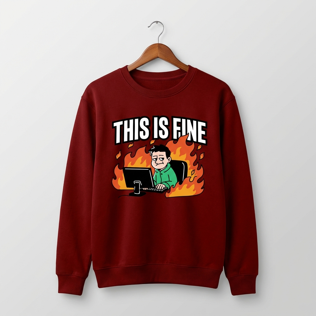 This Is Fine Graphic Sweatshirt | Funny Meme Chaos - Men's