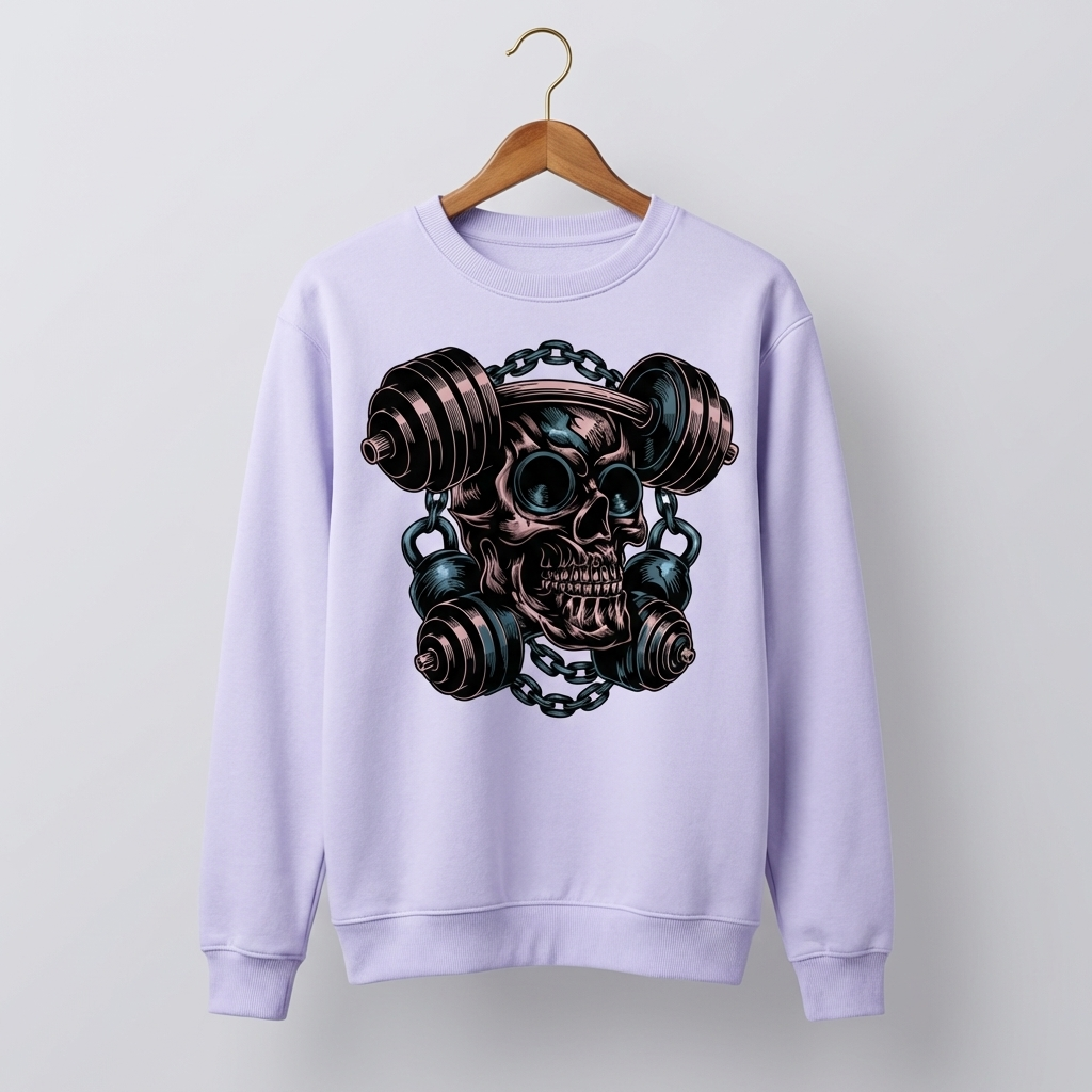 Gym Skull Graphic Sweatshirt | Hardcore Fitness Skull - Men's