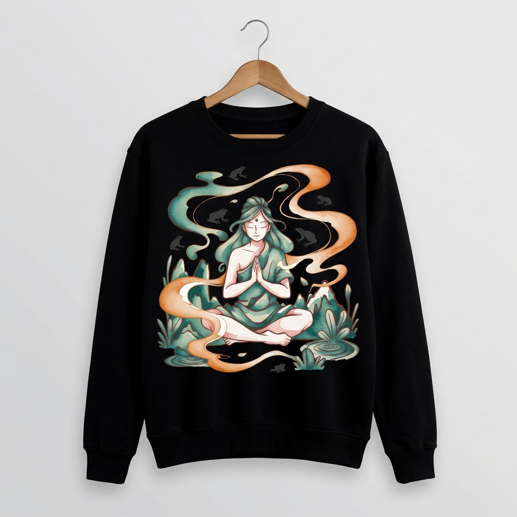 Zen Lady Graphic Sweatshirt | Feminine Meditation Spiritual - Women's