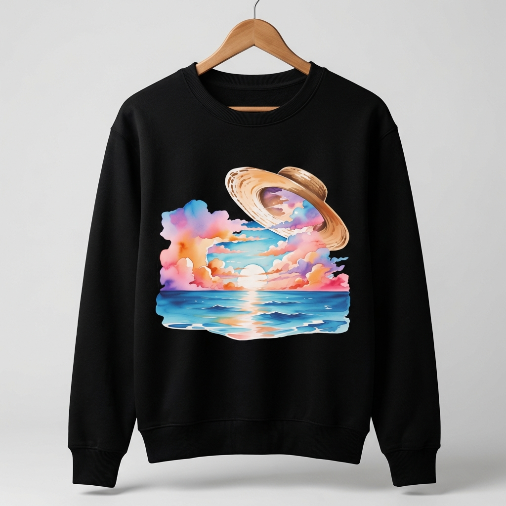 Straw Hat Graphic Sweatshirt | Anime Pirate Adventure - Women's