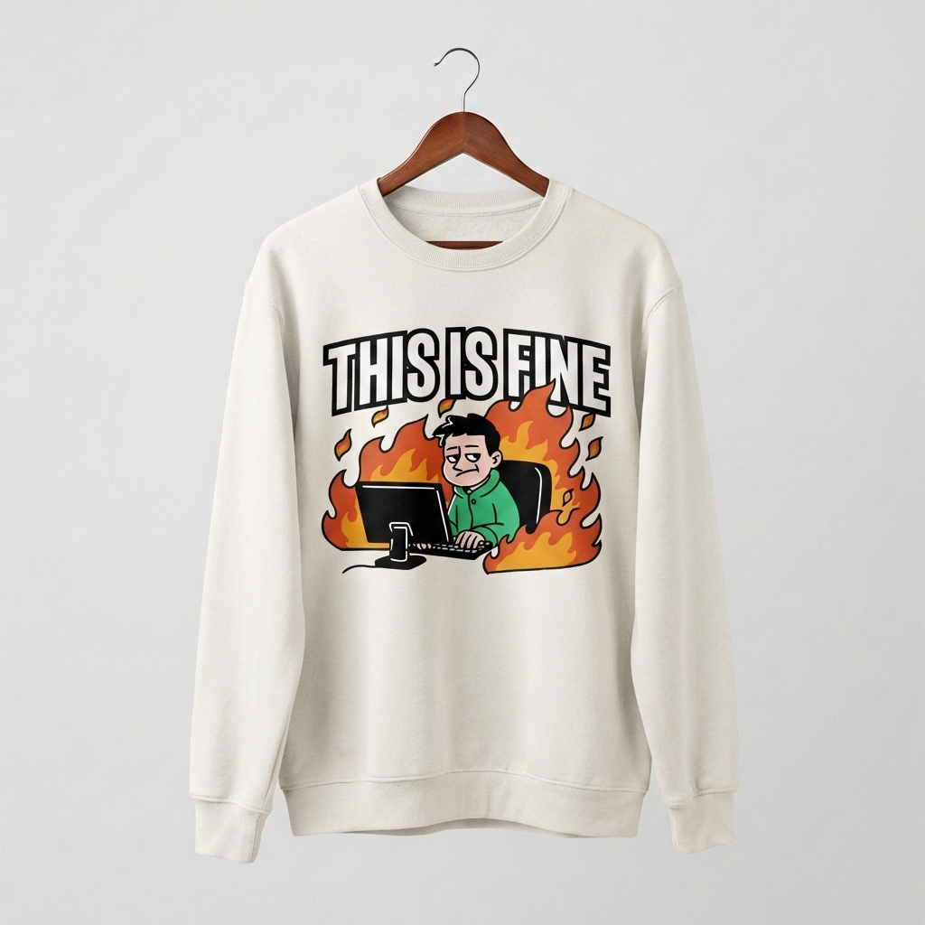 This Is Fine Graphic Sweatshirt | Funny Meme Chaos - Men's