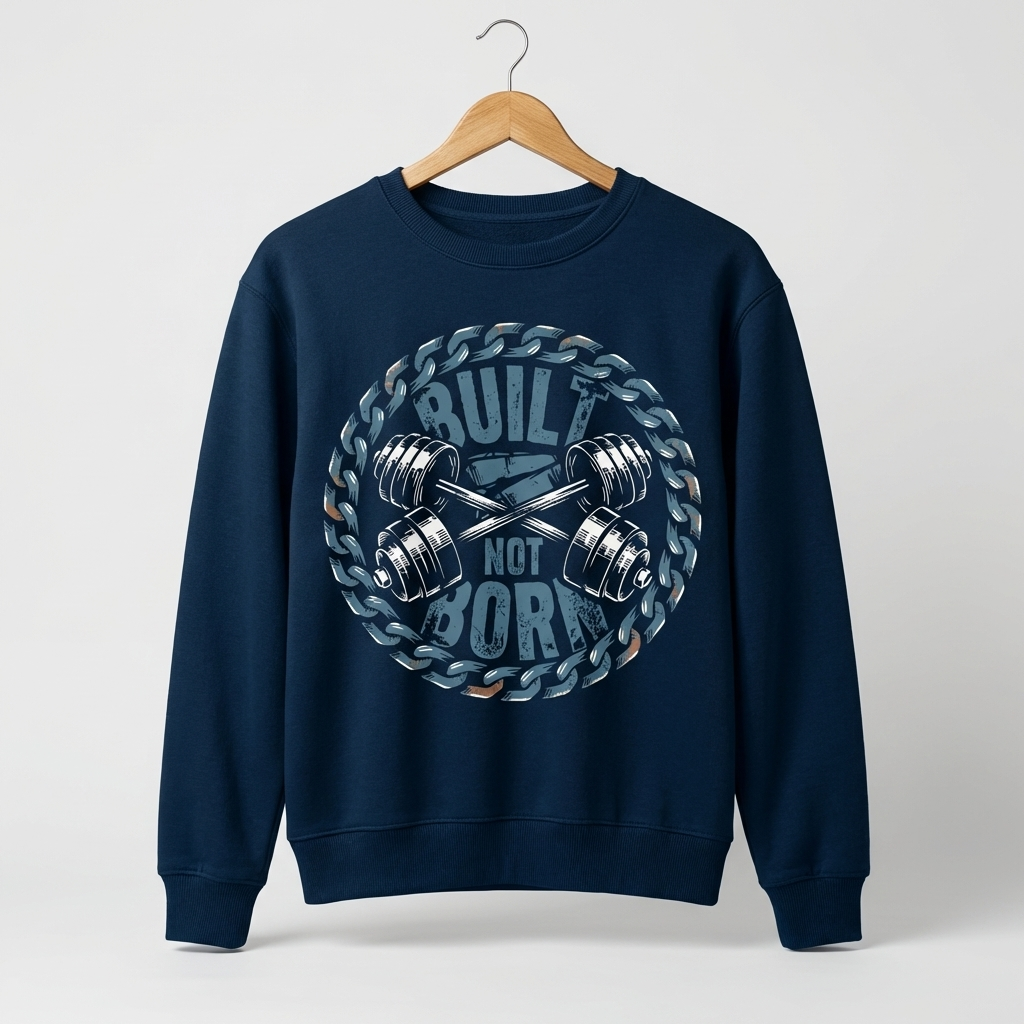 Built Not Born Graphic Sweatshirt | Gym Motivation Fitness - Men's
