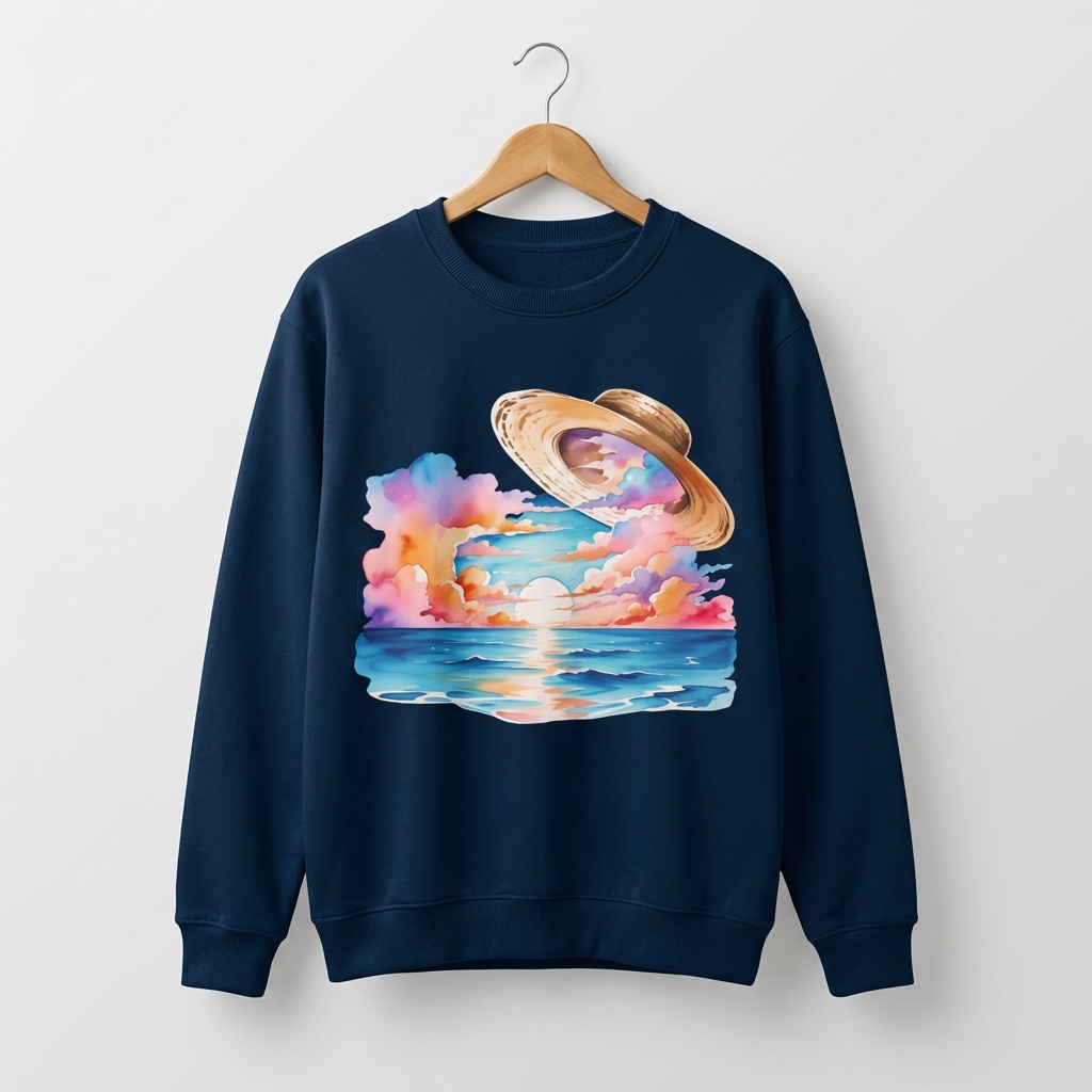 Straw Hat Graphic Sweatshirt | Anime Pirate Adventure - Men's