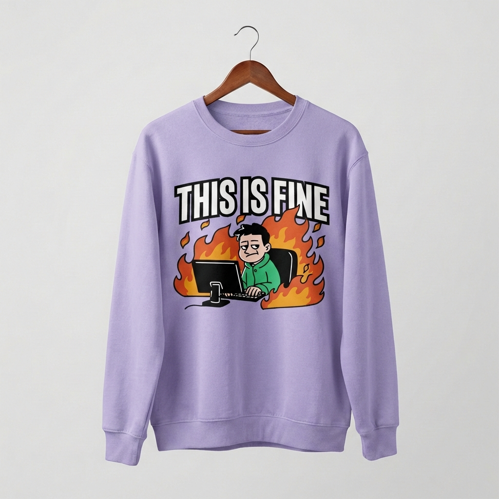 This Is Fine Graphic Sweatshirt | Funny Meme Chaos - Women's
