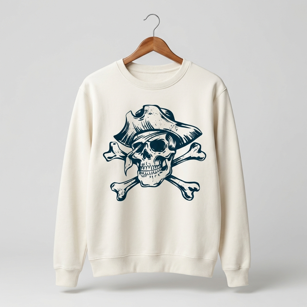 Skull Graphic Sweatshirt | Bold Classic Skull Art - Women's