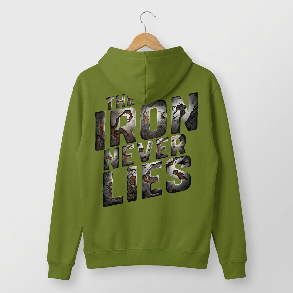 Iron Never Lies Graphic Hoodie | Gym Strength Motivation - Men's