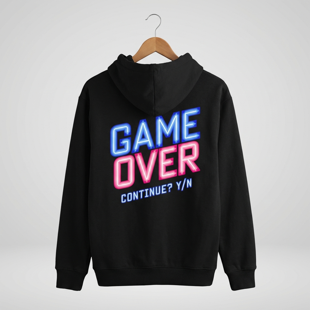 Game Over Graphic Hoodie | Retro Arcade Gaming - Men's