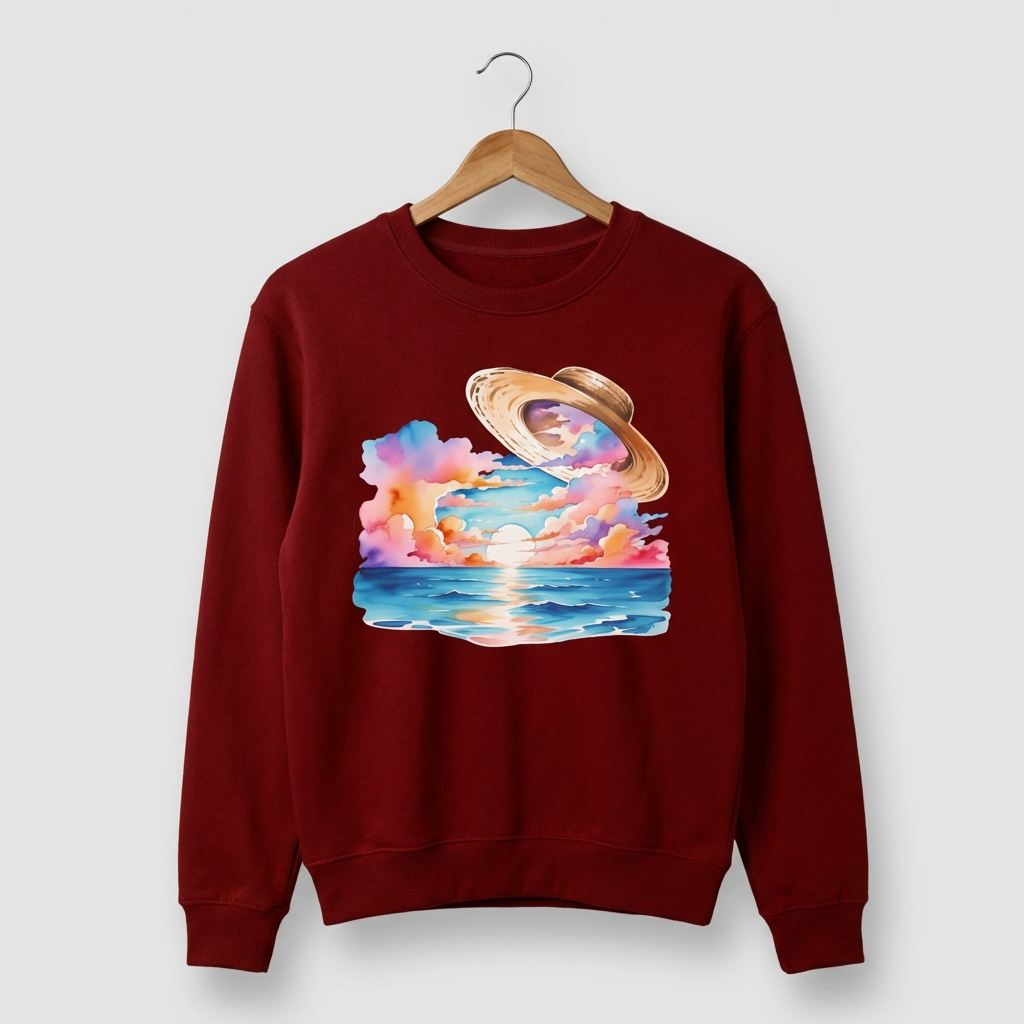 Straw Hat Graphic Sweatshirt | Anime Pirate Adventure - Men's