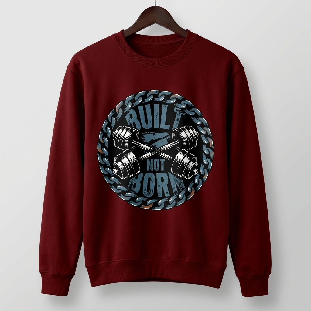 Built Not Born Graphic Sweatshirt | Gym Motivation Fitness - Women's
