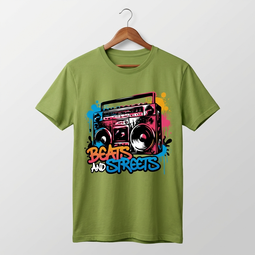Beats and Streets Oversized T-Shirt | Urban Hip-Hop Streetwear Tee - Men's