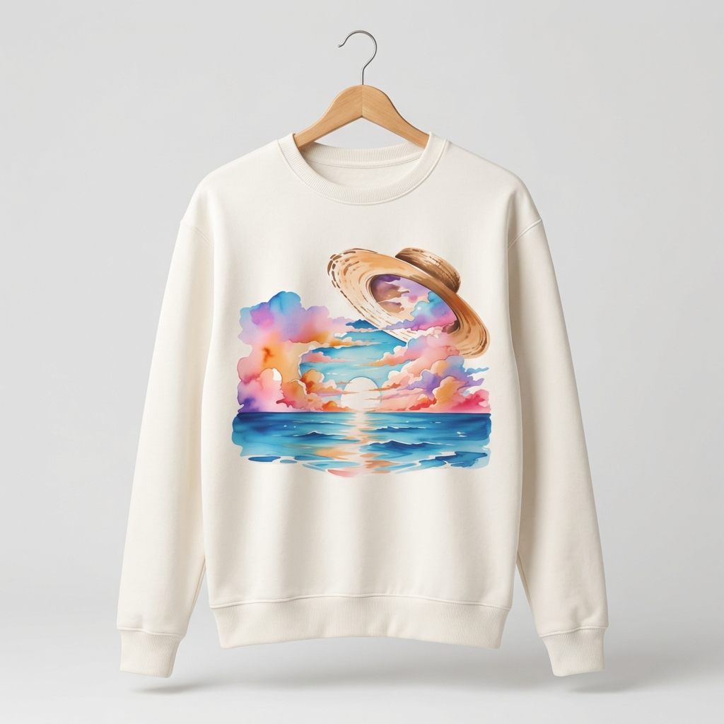 Straw Hat Graphic Sweatshirt | Anime Pirate Adventure - Men's