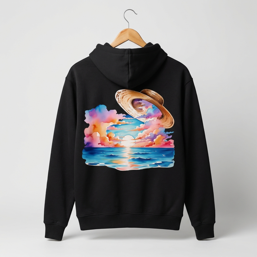 Straw Hat Graphic Hoodie | Anime Pirate Adventure - Men's