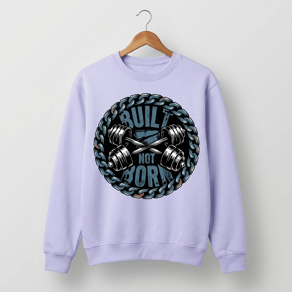 Built Not Born Graphic Sweatshirt | Gym Motivation Fitness - Men's