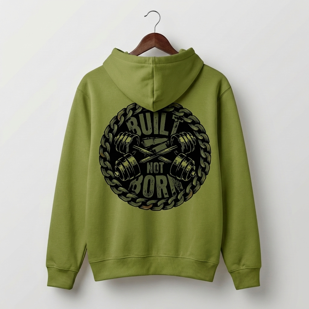 Built Not Born Graphic Hoodie | Gym Motivation Fitness - Men's
