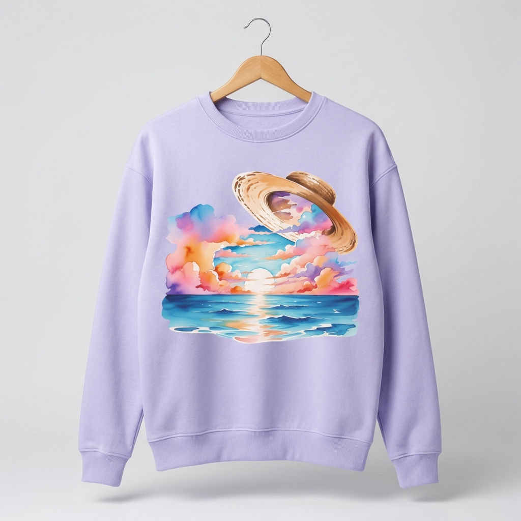 Straw Hat Graphic Sweatshirt | Anime Pirate Adventure - Women's