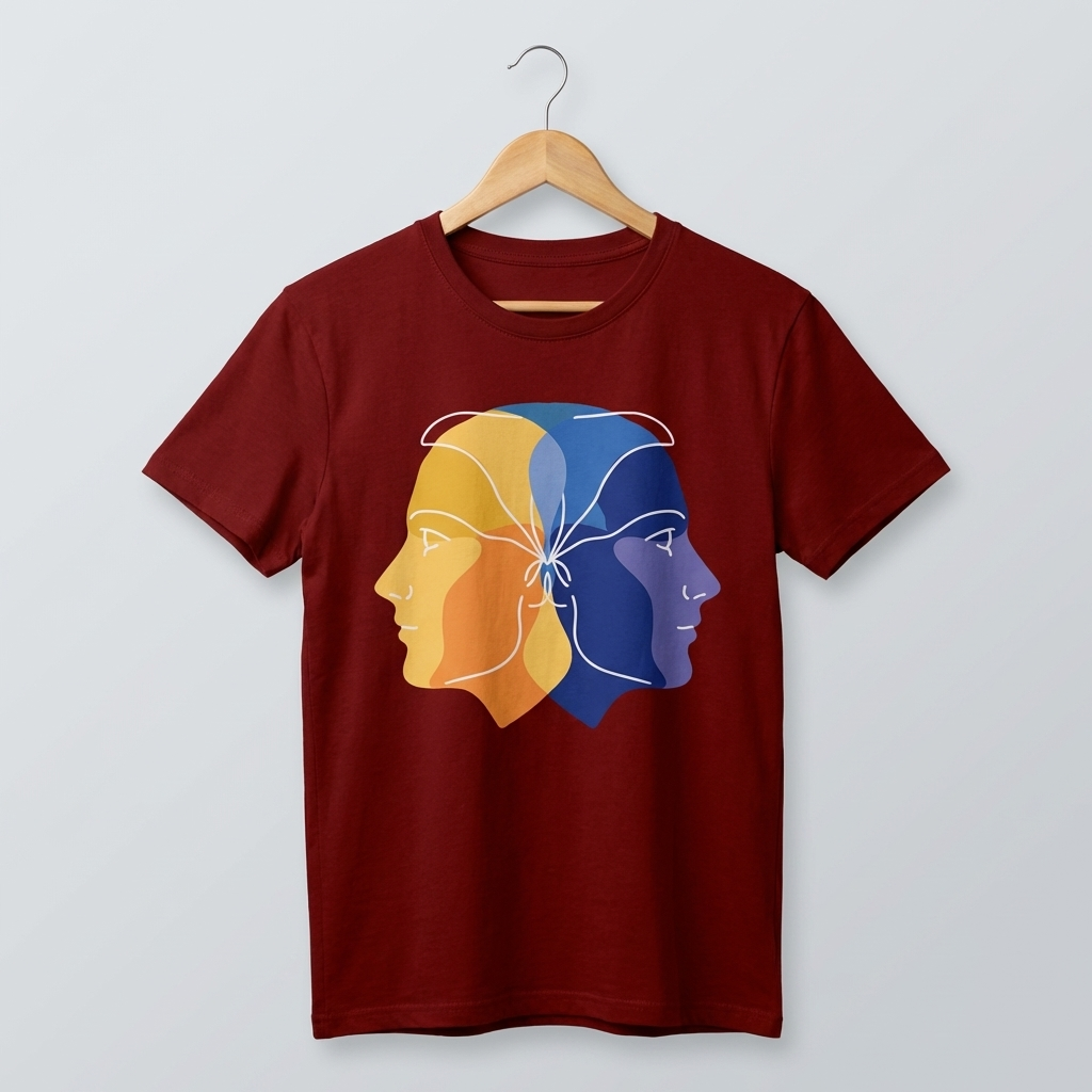 Dual Face Graphic T-Shirt | Duality Bold Art Tee - Men's