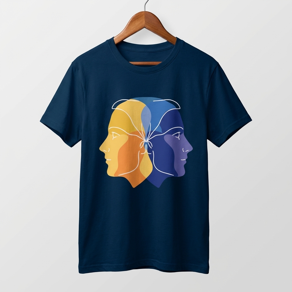 Dual Face Graphic T-Shirt | Duality Bold Art Tee - Men's