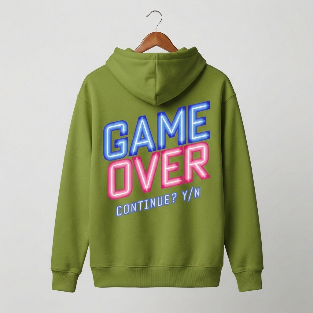 Game Over Graphic Hoodie | Retro Arcade Gaming - Men's
